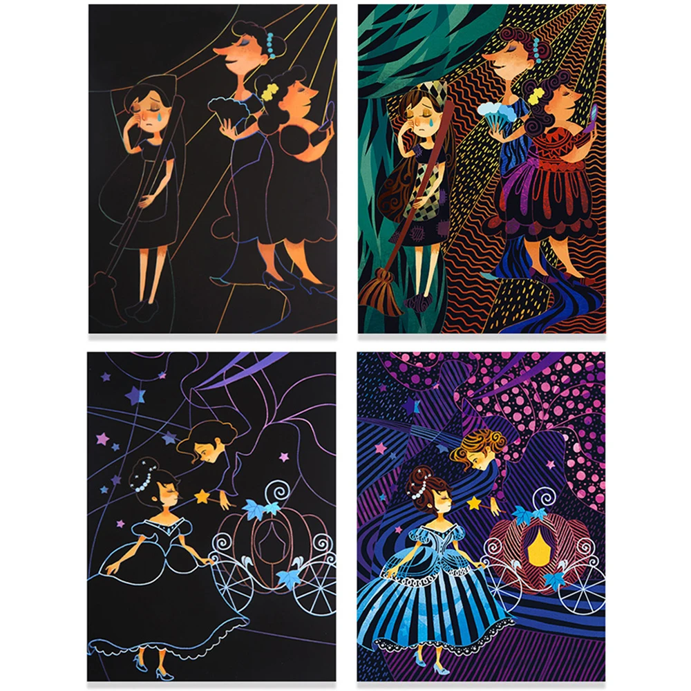 Волшебная цветная радужная бумага для скретч арта набор карт с трафарет граффити