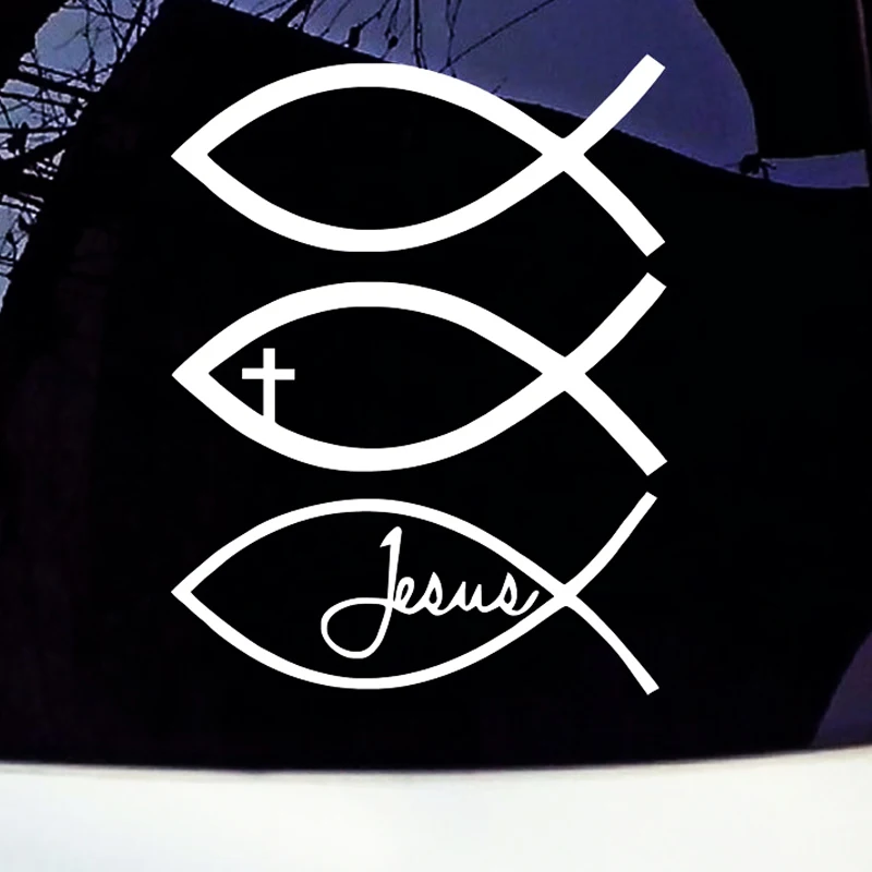 Виниловая наклейка на автомобиль стикер с изображением Иисуса рыбы Бога
