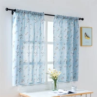 print sheer curtains decoration modern live room kitchen curtain voile tulle embroidered window short curtains