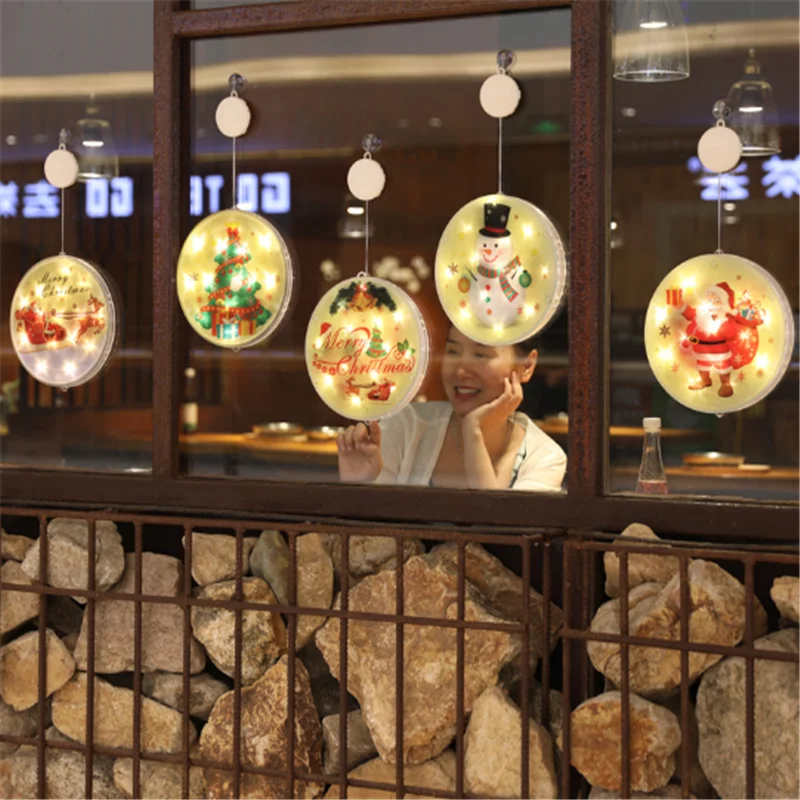 

Merry Christmas 2022 New Year LED Sucker Light String Fairy Garland Xmas Christmas Decoration Navidad Home Christmas Decoration