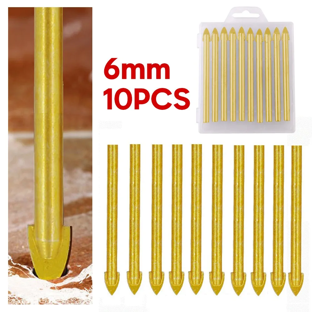 

10pcs 6mm Ceramic Tile Glass Drill Bit Tungsten Carbide Spear Head Drilling Bit