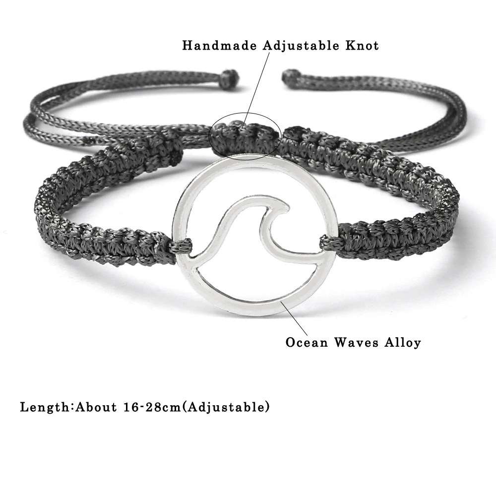 Браслет ручной работы регулируемый плетеный веревочный браслет для женщин из