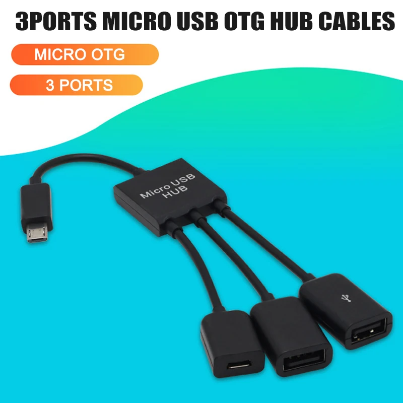 3 порта Micro USB OTG концентратор с кабелями адаптер конвертер для мобильных