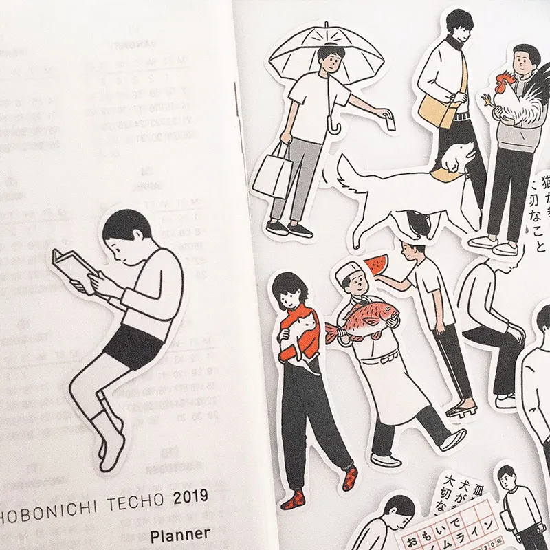 

13Pcs/Bag Black White Illustration Buddhist Life Sticker DIY Craft Scrapbooking Album Journal Happy Planner Decorative Stickers