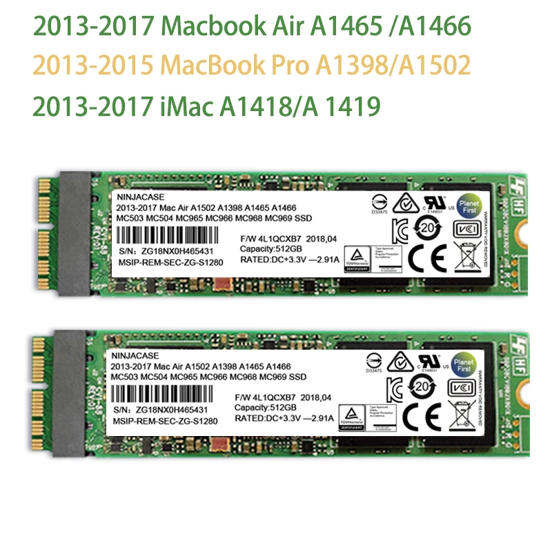 Новый 128G 256G 512G 1T 2T для Macbook Air 2013 2014 2015 A1465 A1466 imac PRO A1502 A1398 мини твердотельный диск |