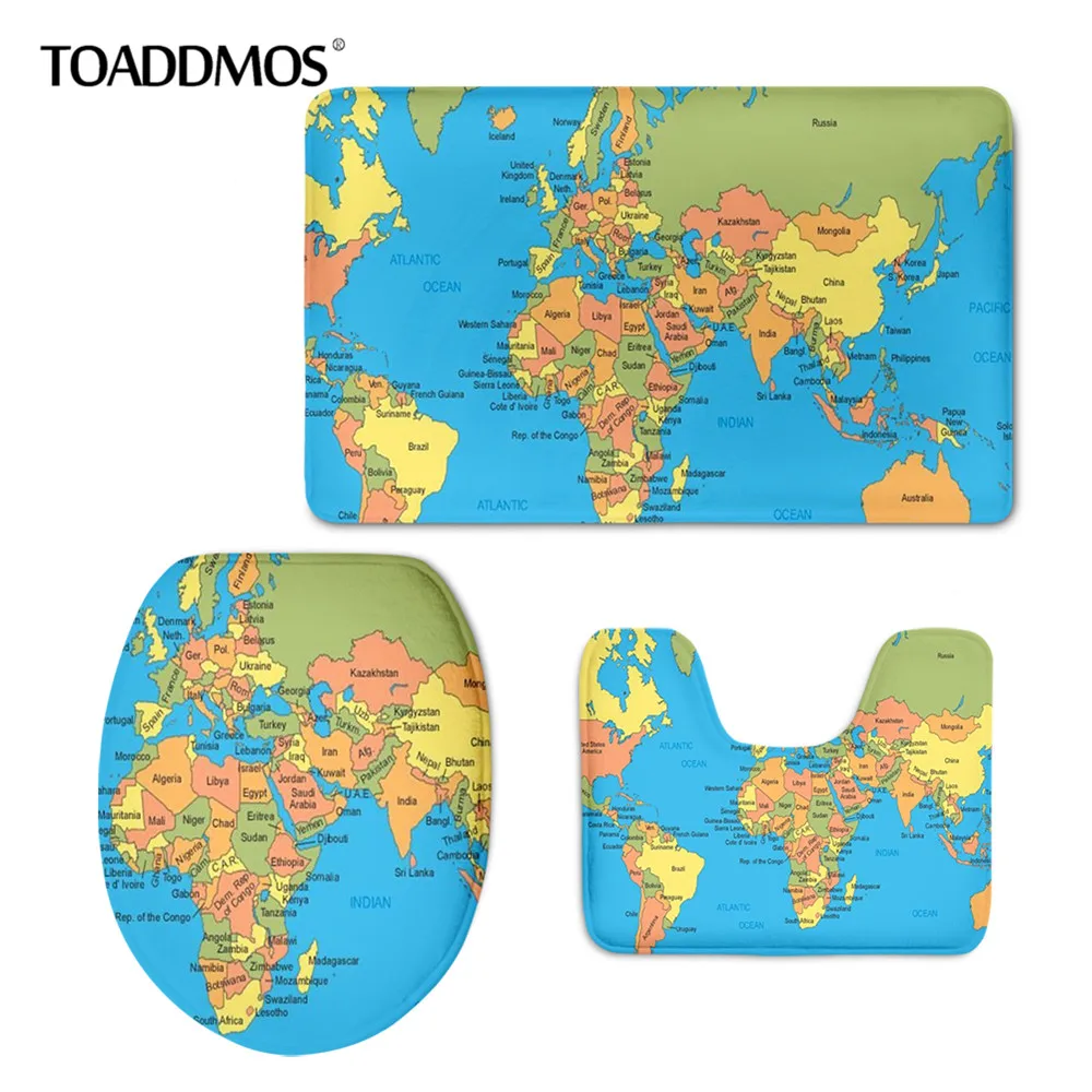 TOADDMOS украсить мягкий ковер Аксессуары для ванной комнаты в стиле ретро карта