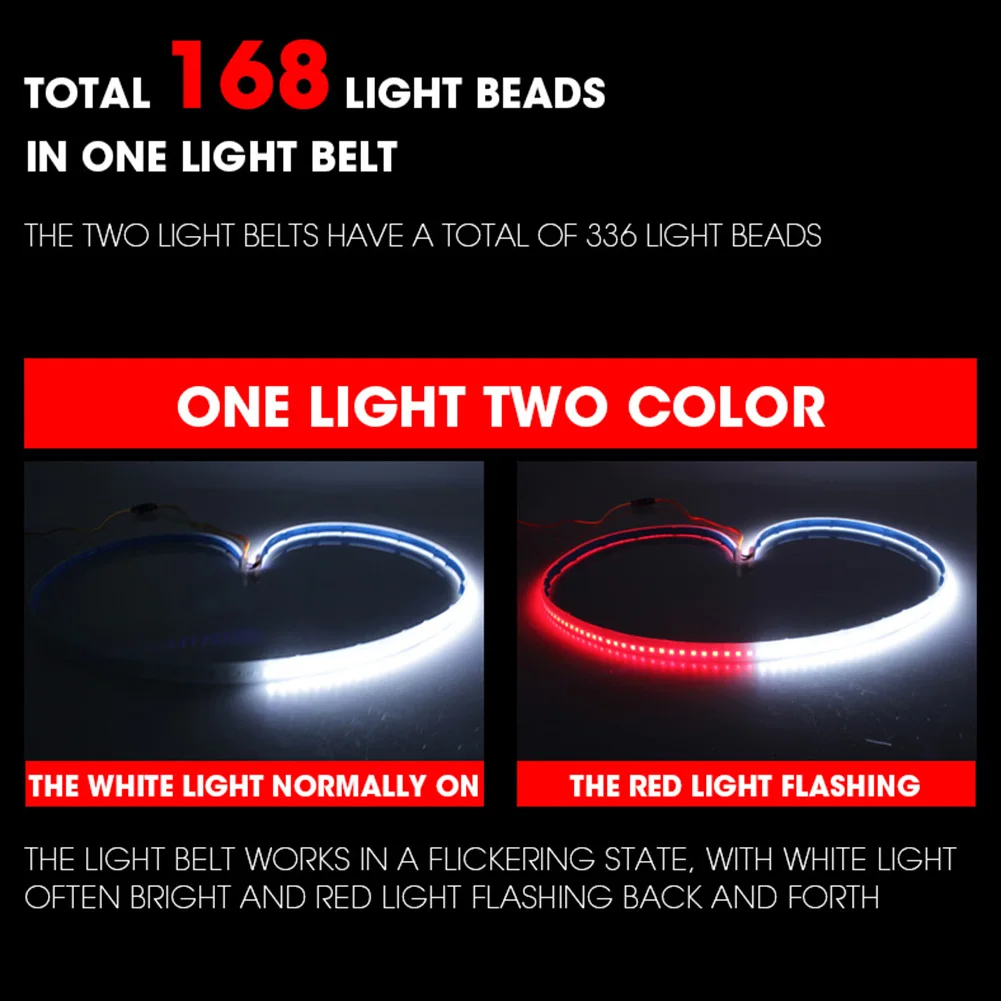 

2pcs LED Light Strips 328SMD Strip Lamp Car Door High Brightness Strobe Warning Light Door Interior 3.9ft Car Decoration Light