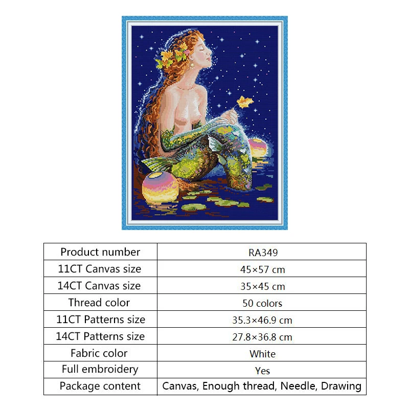 Набор для вышивки крестом Русалка под звездами напечатанный счетным счетом
