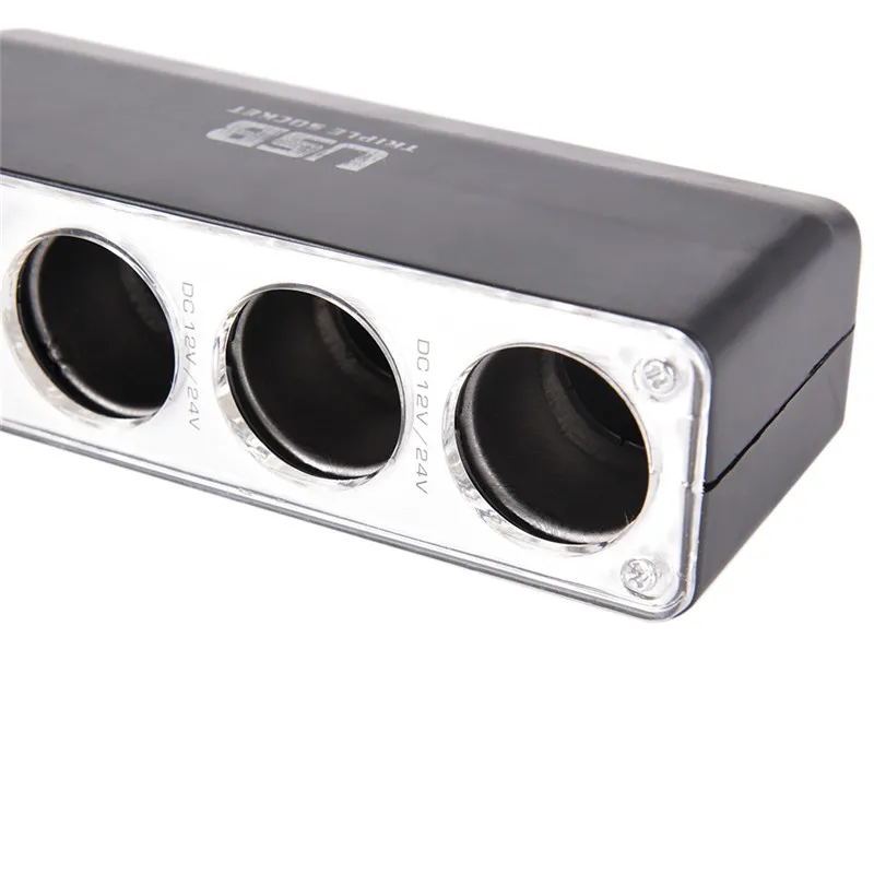 1 шт. трехместного разветвитель прикуривателя адаптер Plug &amp USB Порты и разъёмы 3 Way