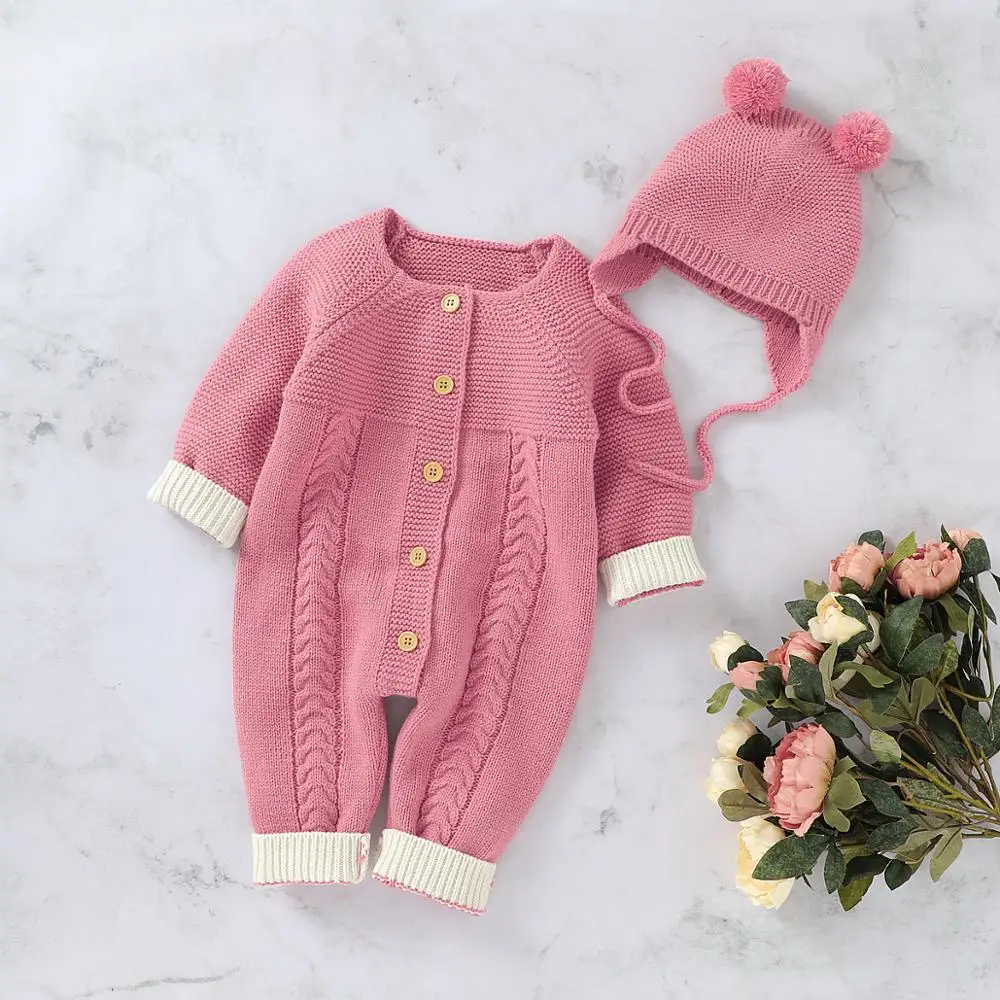 Baby Rompers Long Sleeve Knitted Infant Kids Unisex Jumpsuits Clothes Autumn Toddler Boy Overalls One Piece Infant Girl Playsuit