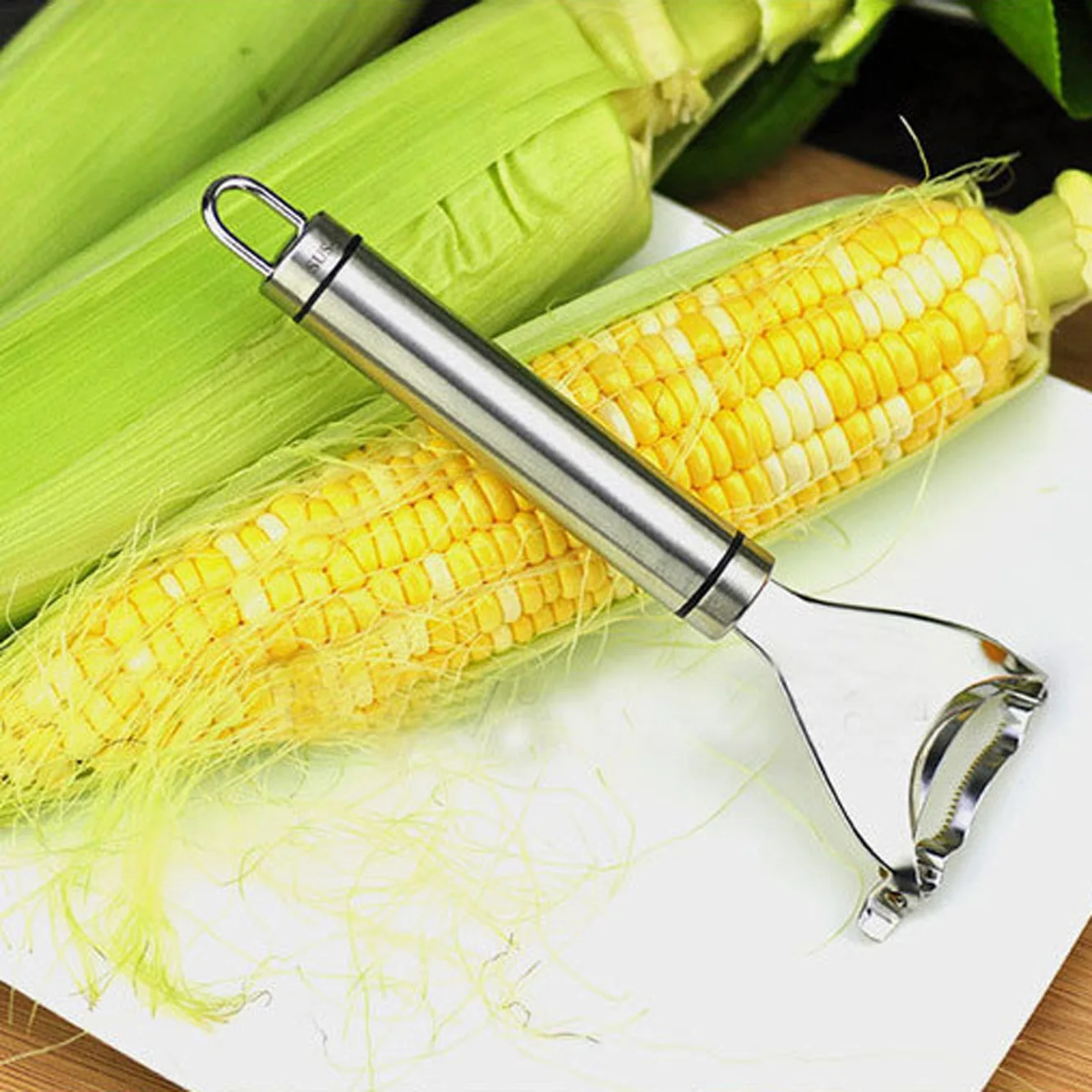 

BalleenShiny 304 Stainless Steel Corn Planer Thresher Creative Corn Peeling Knife Home Kitchen Quick Corn Peeling Gadget