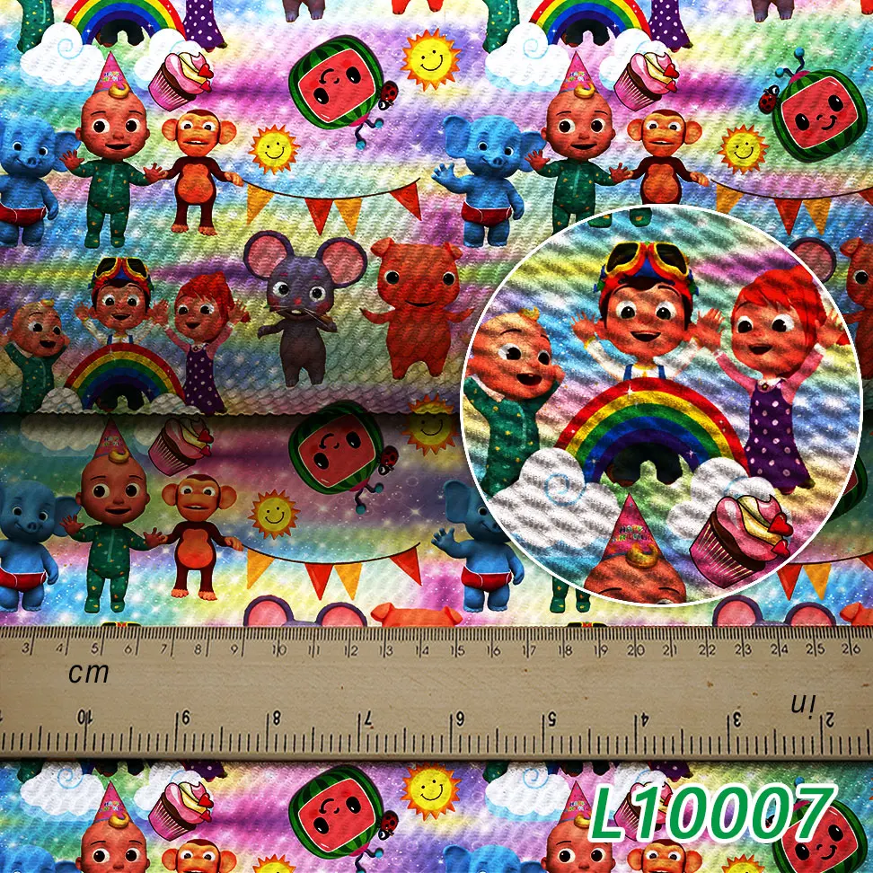 Ткань ливерпульная с текстурой пули 50 см * 140 мультяшный принт для платья