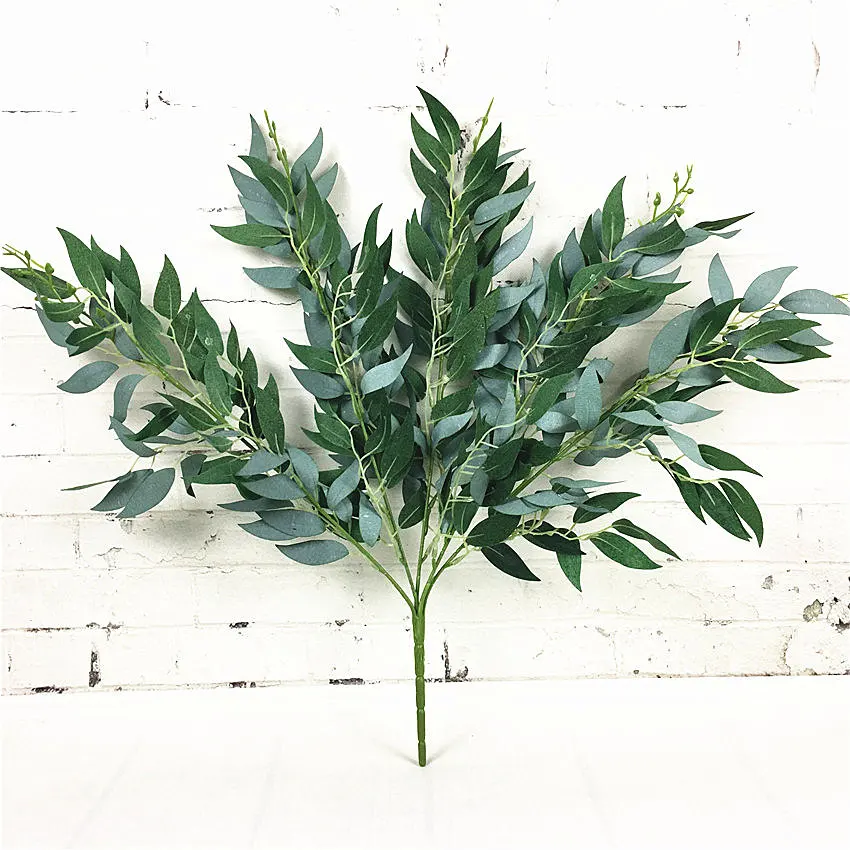 

Artificial willow bouquet fake leaves for Home Christmas wedding decoration jugle party willow vine faux foliage plants wreath