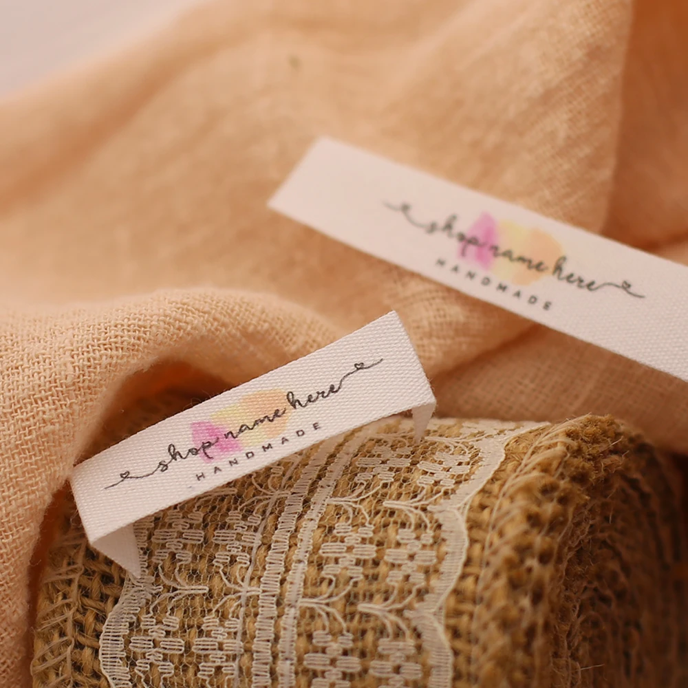 

12x60 mm, design, custom sewing/brand label, custom clothing label, cotton ribbon label, handmade label. 50-1000 pieces