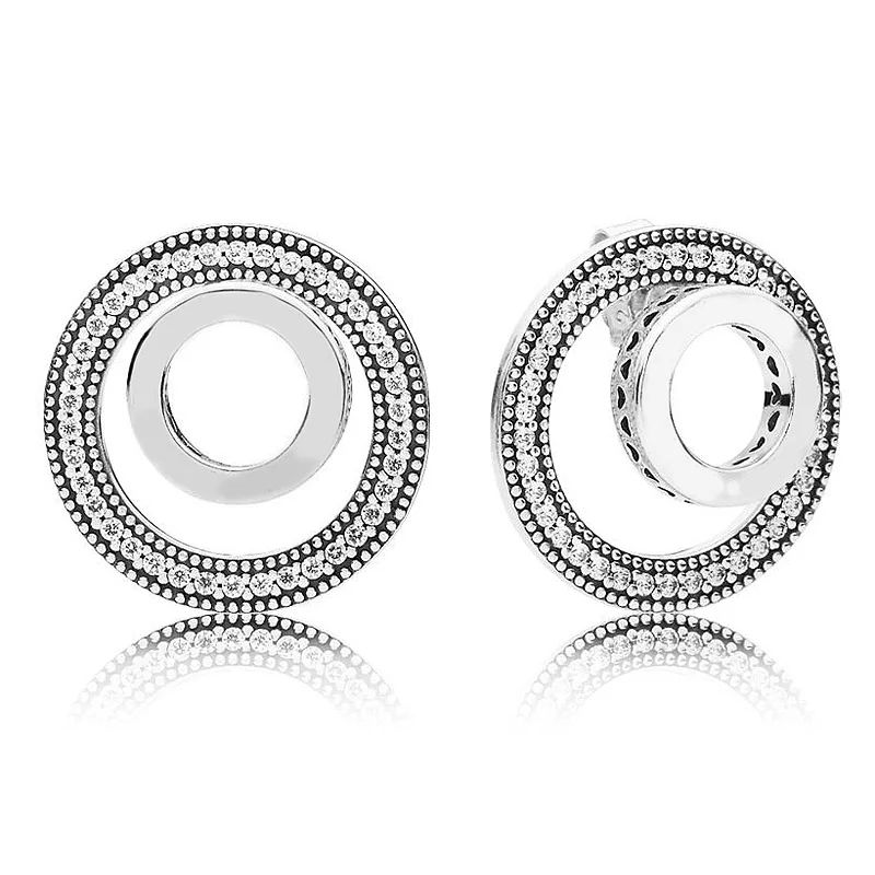 

Authentic 925 Sterling Silver Popular Earring Forever Circle Signatur Earring With Crystal For Women Jewelry Gift