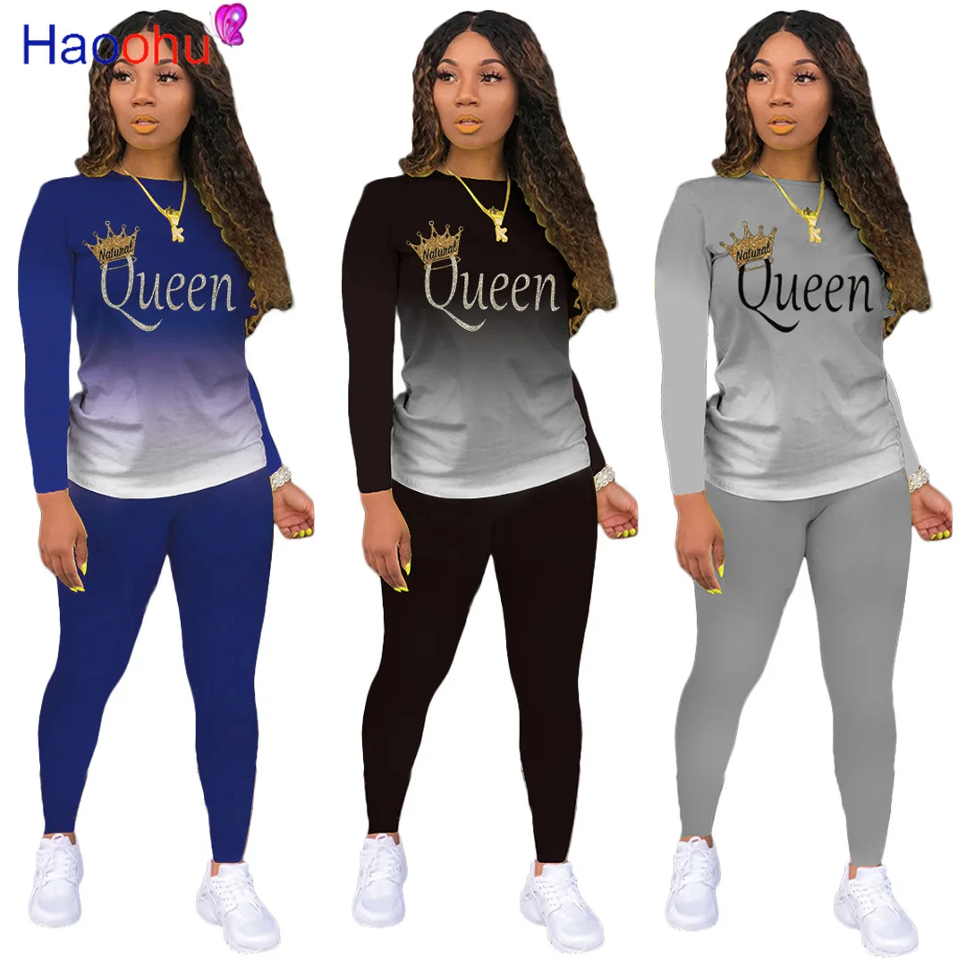 

HAOOHU 2 Peice Set Women Matching Sets Queen Women Two Piece Outfits Pants Sets Conjunto De Mujer 2 Piezas Invierno Winter Set