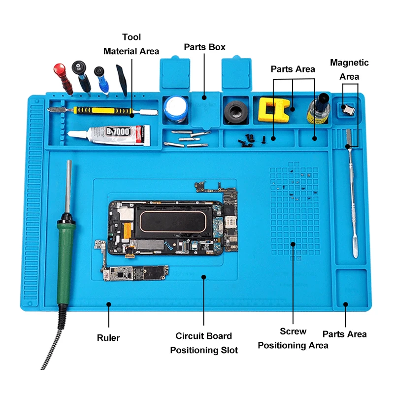 PROSTORMER-almohadilla de aislamiento térmico ESD, resistente a la soldadura, alta temperatura, con imán, silicona, trabajo de soldadura
