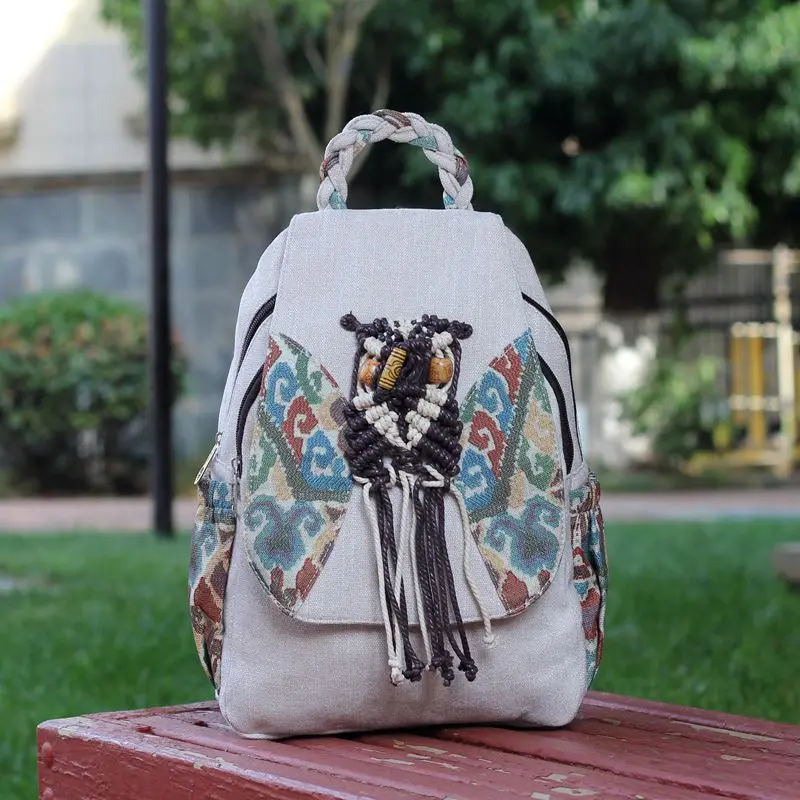 

Cotton Linen Casual Ethnic Customs Women's Bags Kids Handmade Backpacks Satchel Book Pouches Bolsas Feminina Bolsos for Girls