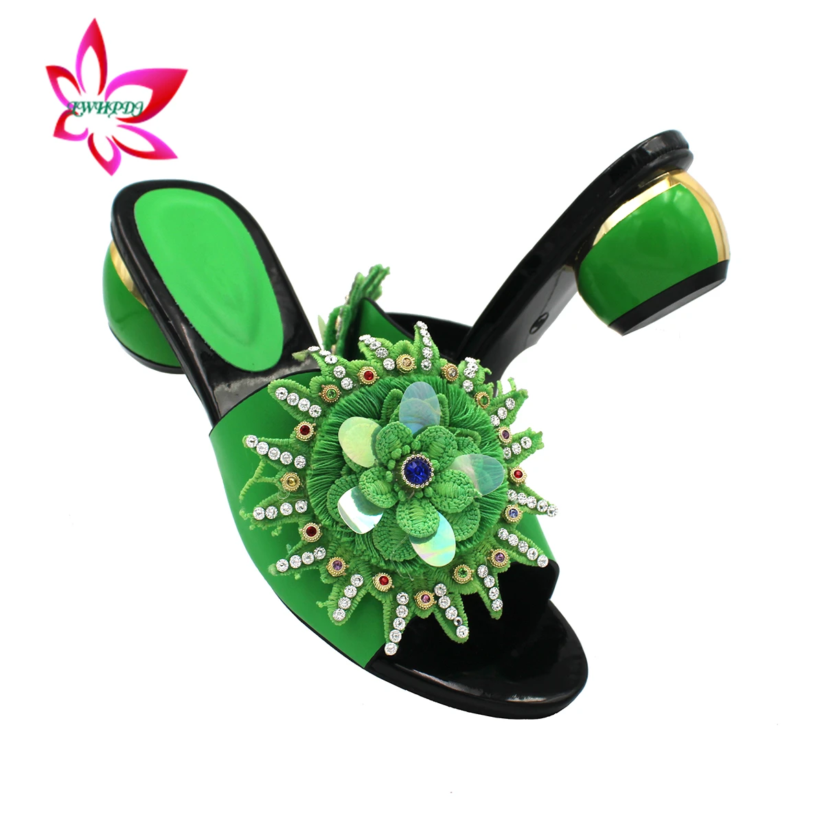 

2021 Autumn New Arrivals Slingbacks Slipper in Light Green Color High Quality Sexy African Women Shoes for Garden Party