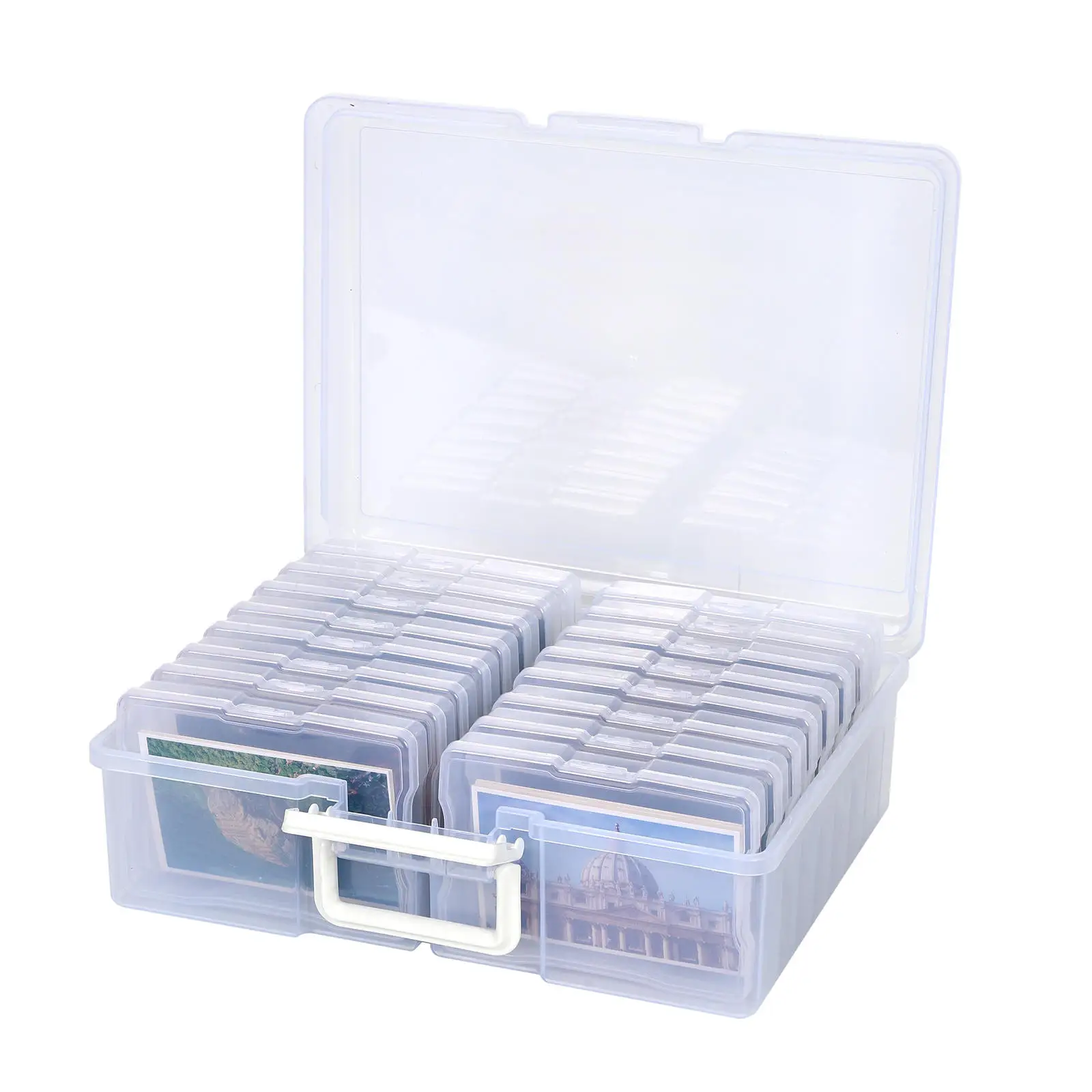 

Portable Photo Storage Box Plastic Transparent Stackable Storage Box 16 Inner Rectangular Photo Craft Jewelry Storage Box