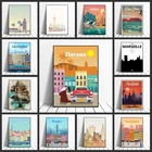 Настенная картина в скандинавском ретро-стиле с абстрактным пейзажем на холсте, постеры и принты, картины для гостиной, украшение для дома