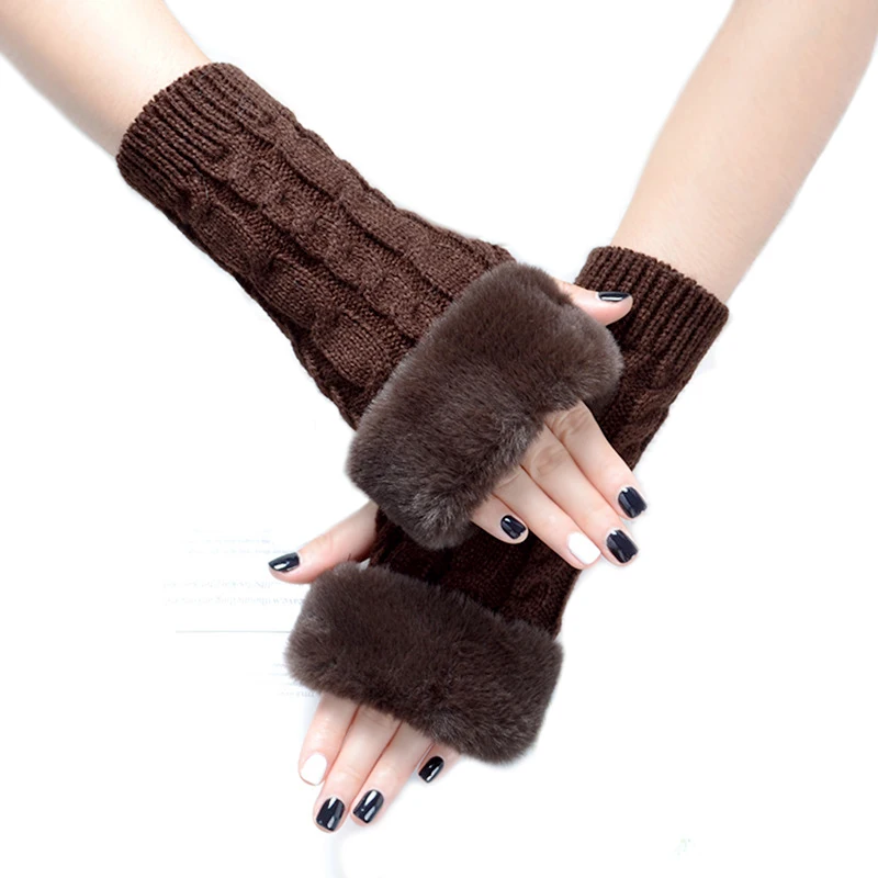 

Women Ladies Fingerless Gloves Winter Keyboard Cold Protection Warm Soft Girls Cotton Knitted Mittens