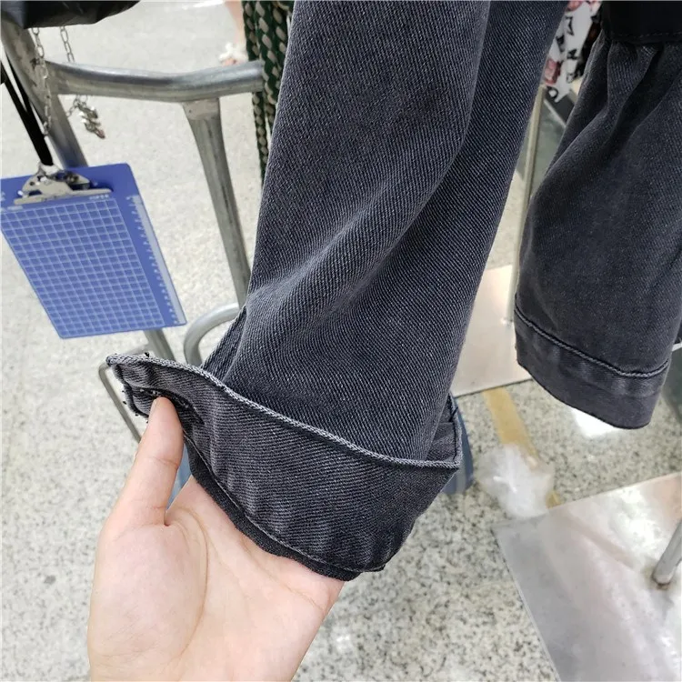 Осень 2019 уличная одежда черная туника джинсовая куртка женская верхняя