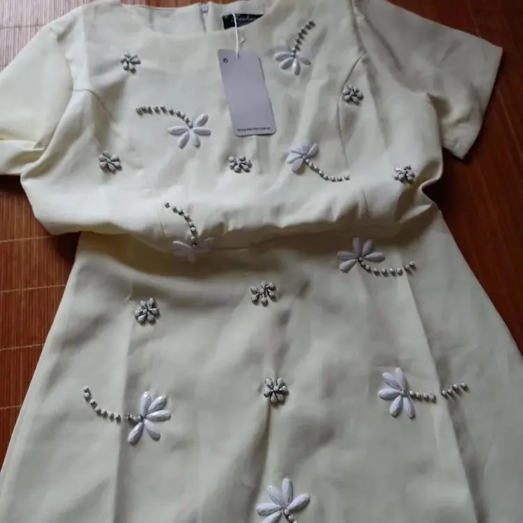 

New Fashion Women Summer Dresses European Desigenr Handmade Floral Diamonds Beaded Casual Black Vestidoes Dress NS03