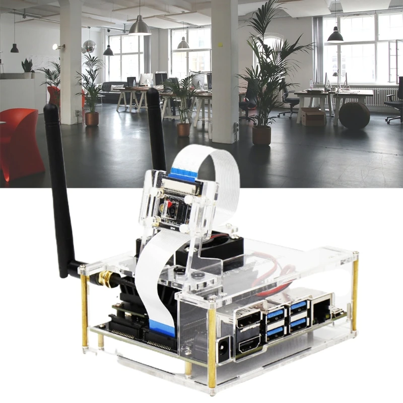 

Acrylic case for NVIDIA Jetson Nano B01 & A02 includes fan and camera holder (Jetson Nano, camera not included)