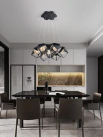 black white modern led chandelier lighting for living room study room dimmable indoor lamps parlor foyer geometry luminaire