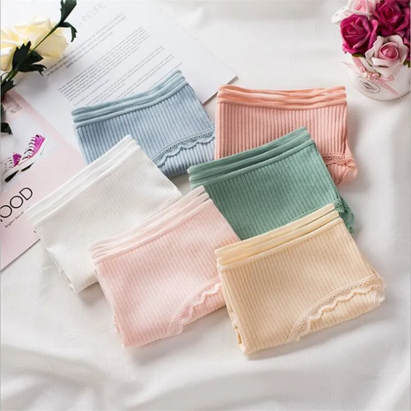 

4Pcs/lot Cotton Hollow Striped Women's Panties Briefs Low Waist Soft Female Underwear Skin-friendly Underpants Lady Intimates