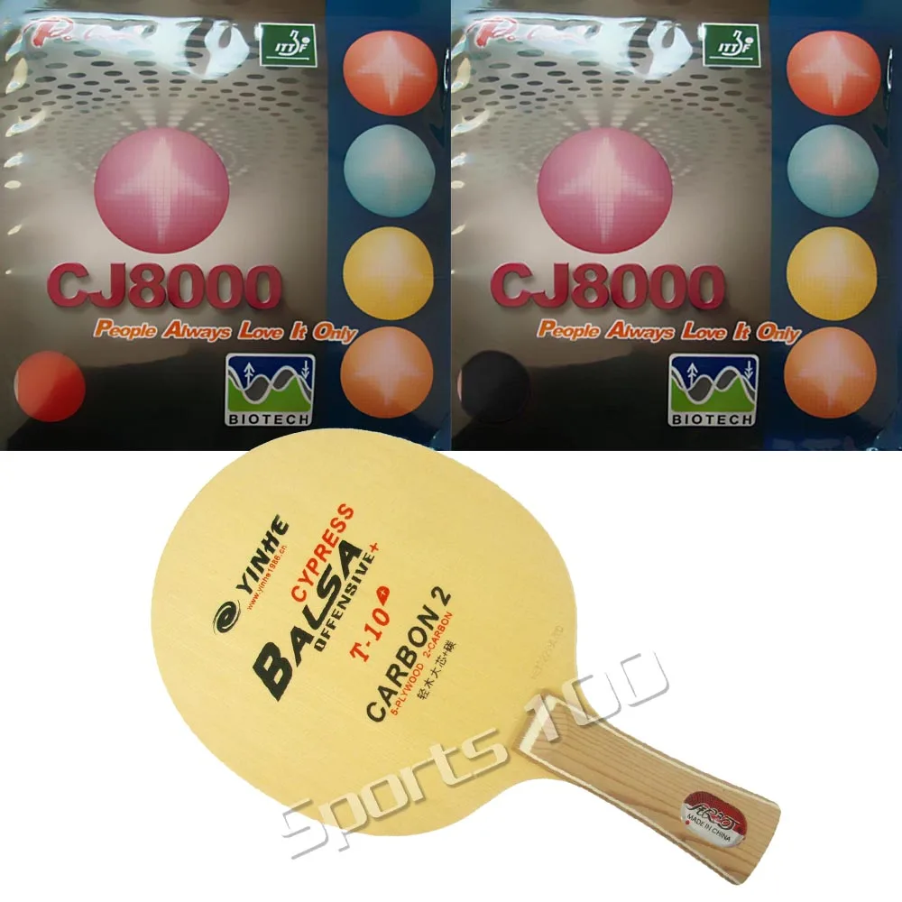 

Pro Combo Racket Yinhe T-10+ Table Tennis blade with 2 Pieces Palio CJ8000 (BIOTECH) PingPong Rubber with Sponge