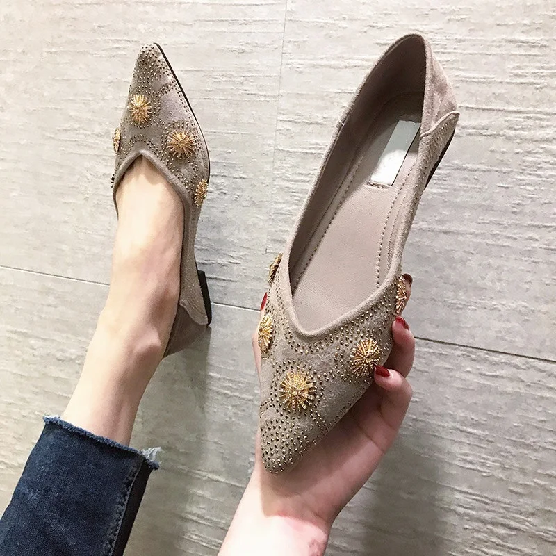 Женские сетчатые туфли на плоской подошве с острым носком и стразами|Обувь без