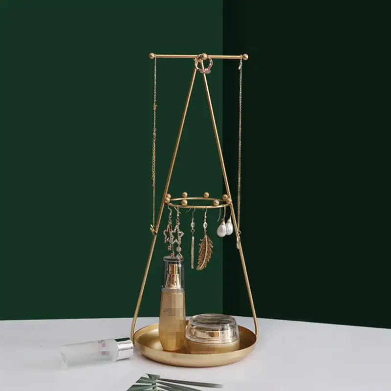 

1Pc Necklace Storage Rack Earring Stand Display Rack Jewelry Tray Holder Golden