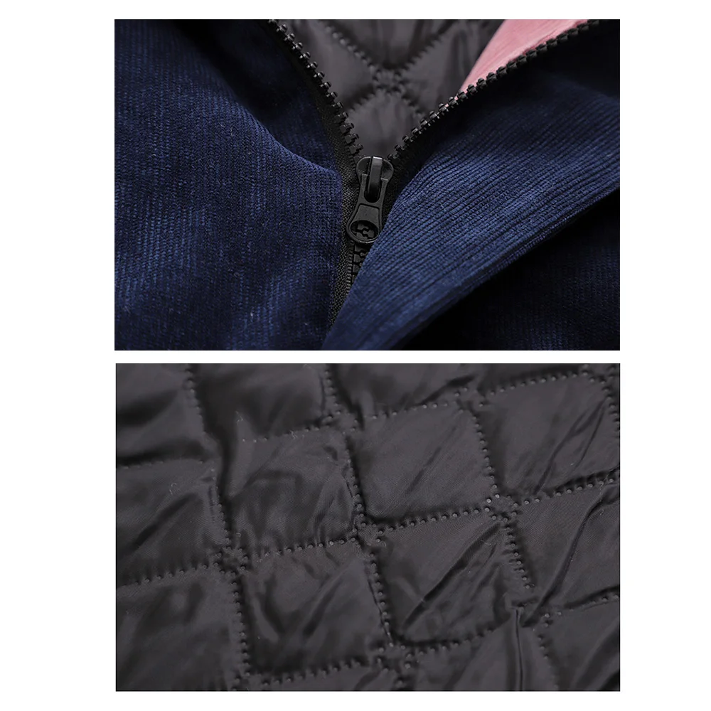 

Treutoyeu Winter Thick Warm Corduroy Hooded Parkas Patchwork Harajuku Girls Coats Cotton Jackets for Teens