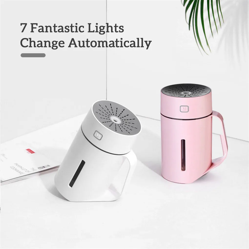 Мини-увлажнитель воздуха большой емкости 420 мл Радужный цвет Светодиодная