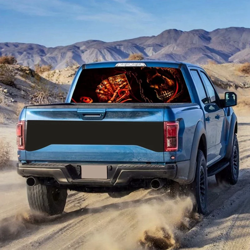 

Skull Pattern for Truck Jeep Suv Pickup 3D Rear Windshield Decal Sticker Decor Rear Window Glass Poster 57.9 x 18.1 Inch