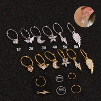 star moon wings flower ear piercing tragus twist captive bead ring for ear nose septum ring helix cartilage piercing jewelry