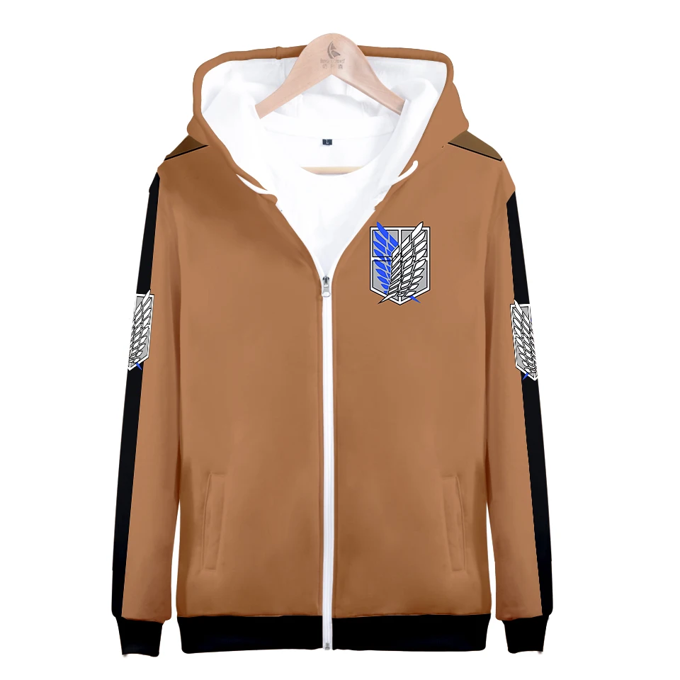 

WAMNI Attack On Titan 2020 New Unisex Zip Hooded Sweatshirt Harajuku Polyester Fabric Fashion Street Hip Hop Style Zipper Hoodie