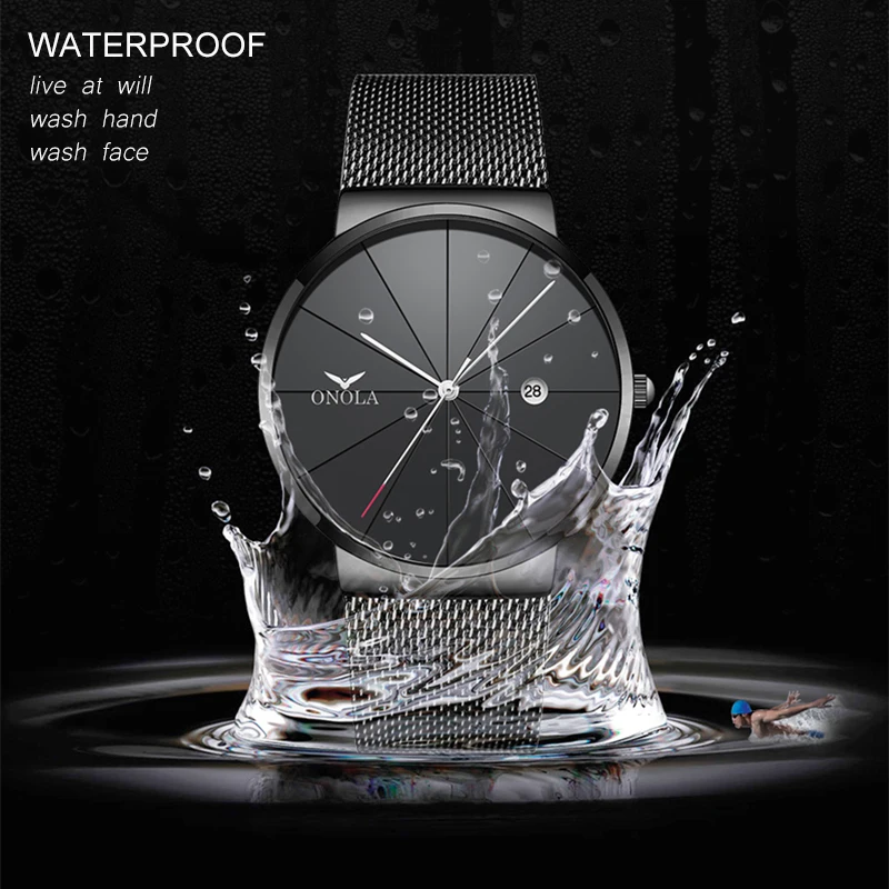 Часы наручные ONOLA мужские с календарем брендовые Простые Модные Повседневные