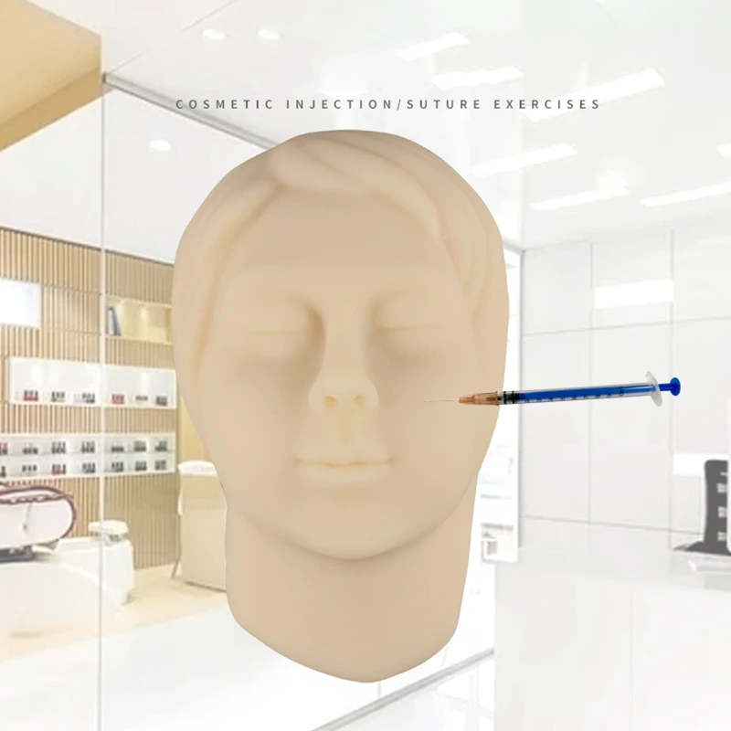 

Soft Silicone Head Model Skin Suture Facial Mini-Plastic Surgery Learning Practice Tools Skin Injector