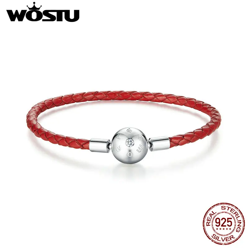 Женский браслет цепочка WOSTU из стерлингового серебра 925 пробы с кристаллами и