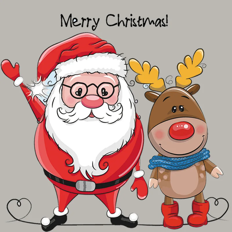 

Cute Santa Claus Elk Heat Transfer Stickers Appliques for Clothing Jacket Sweater Christmas Iron on Patches for Clothes T