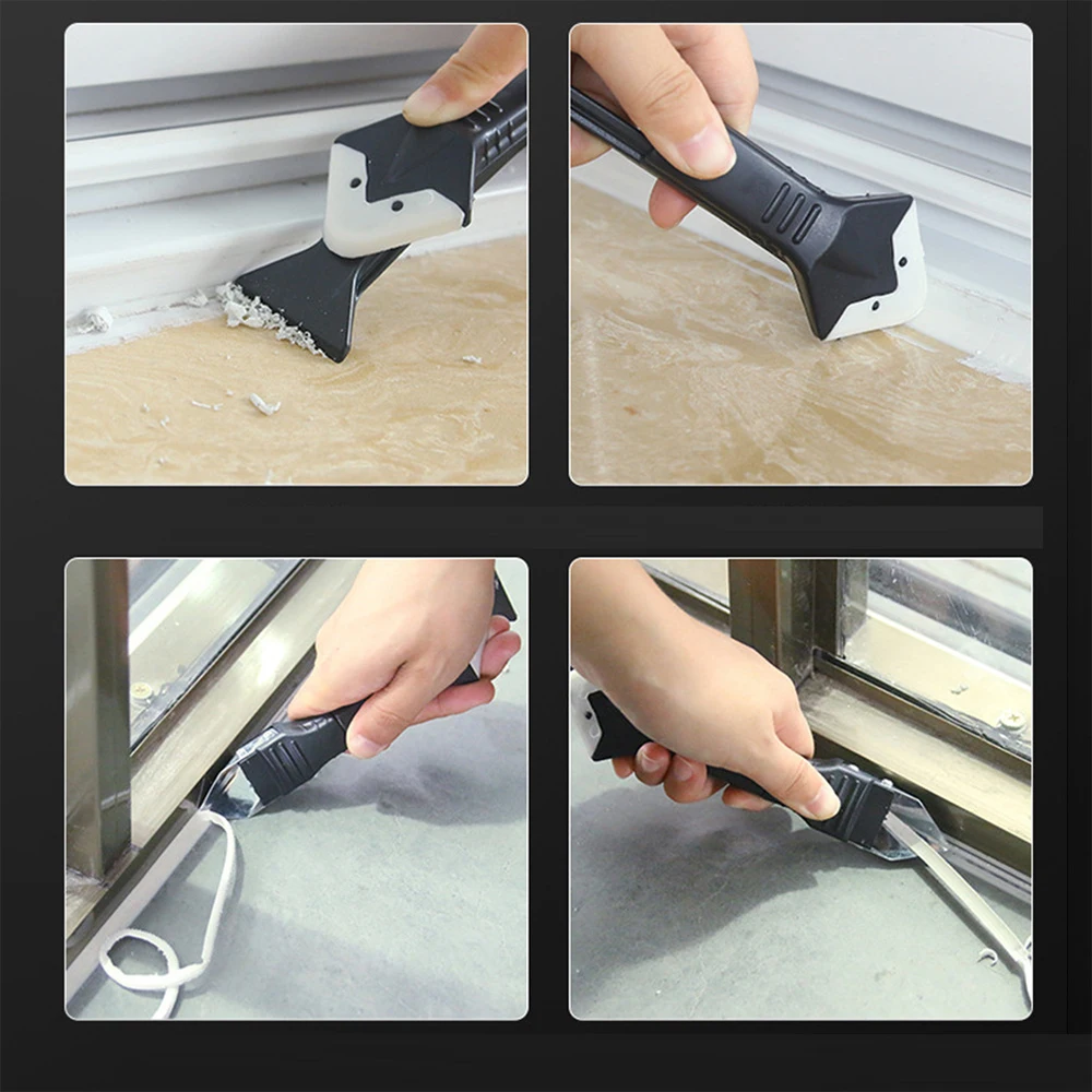 

3 in 1 Shoveling Device Caulking Tool Silicone Squeegee Angle Glass Glue Angle Scraper Shovel Glue Scraper Angle Squeegee