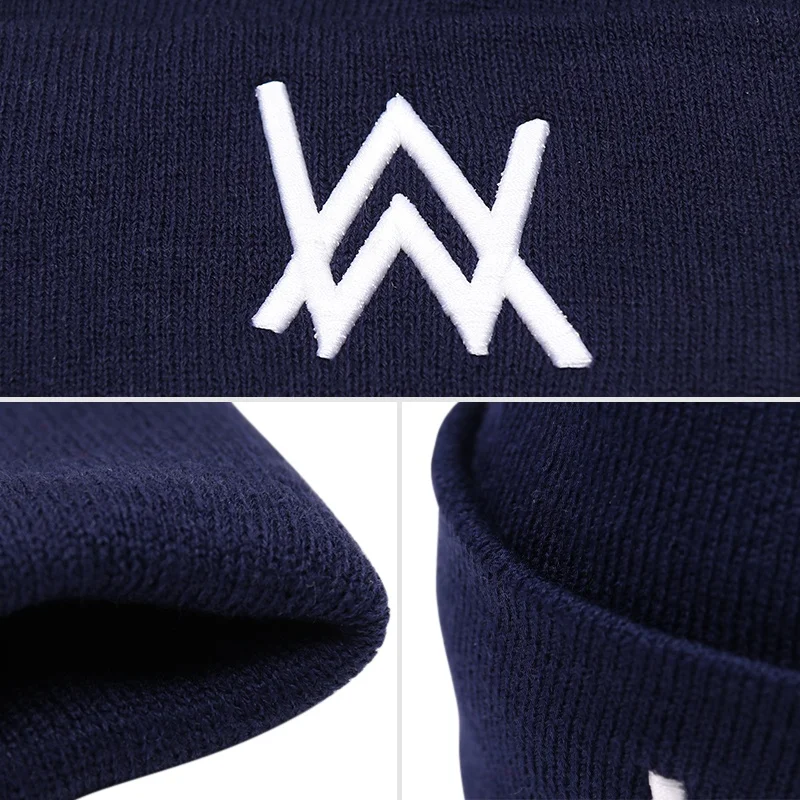 Модные шапки Alan Walker с вышивкой, шапки бини для женщин и мужчин, крутая Зимняя Теплая Лыжная Шапка, популярные шапки унисекс в стиле хип-хоп, вязаные шапки AW Skullies Bonnet