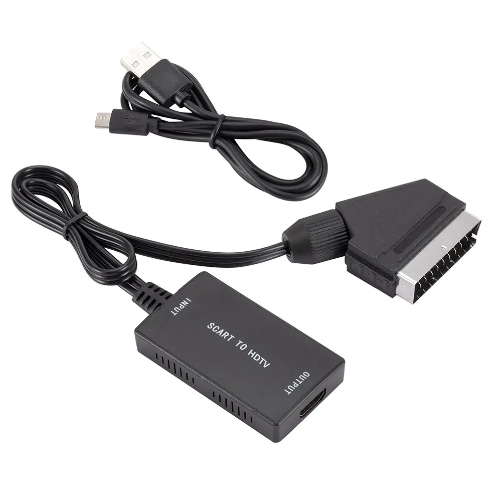 

Преобразователь Аудио и видео 1080P SCART в HDMI-совместимый с USB-кабелем для 720p/1080P выходной преобразователь сигнальный адаптер для HDTV DVD Box