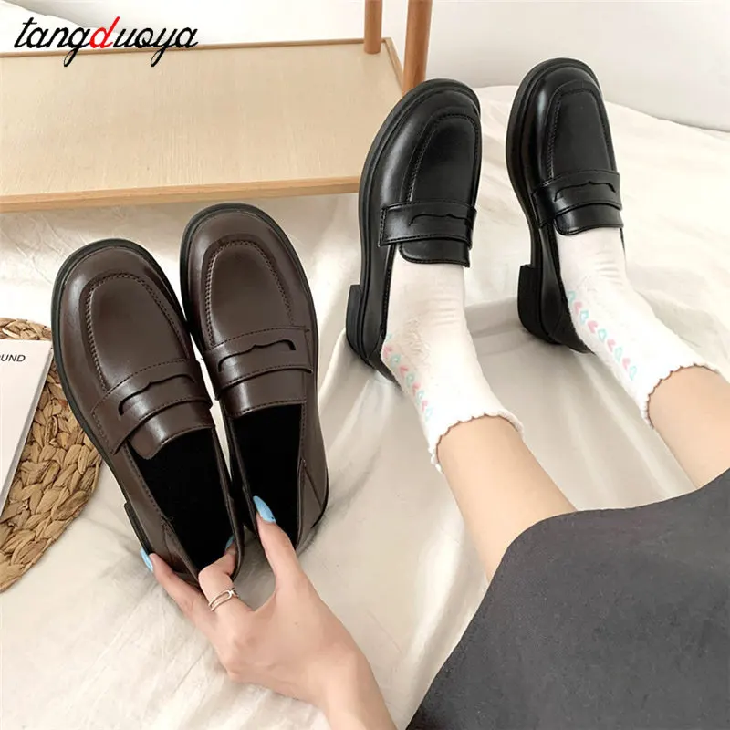 

New Japanese Style College Student Shoes Cosplay Lolita Shoes for Women/Girl Fashion Black/Coffee Uniform Platform Shoes