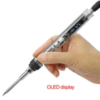 dc 16 24v 72w t12 mini electric soldering iron adjustable temperature with oled digital display transparent plastic shell handle