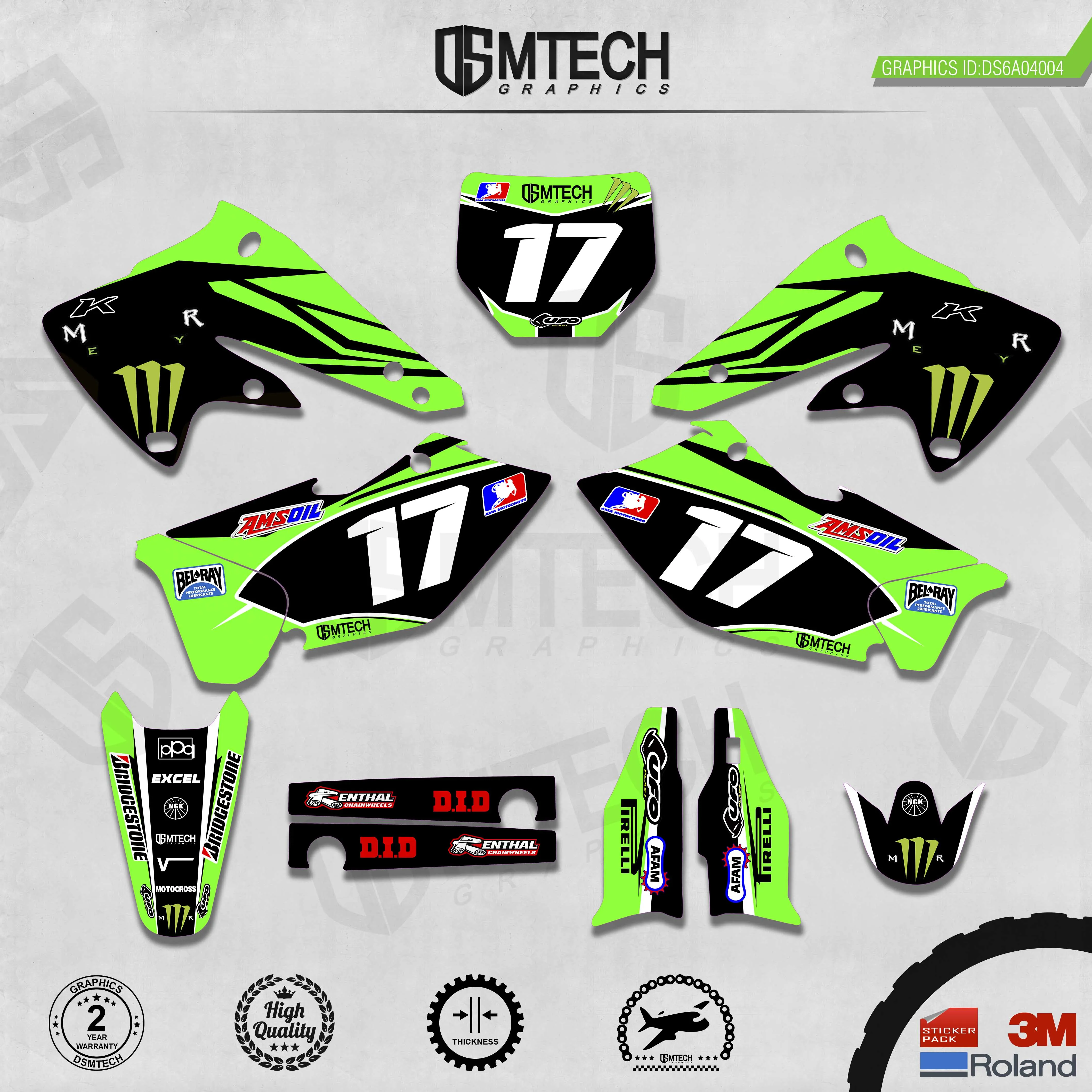 DSMTECH Customized Team Graphics Backgrounds Decals 3M Custom Stickers For KAWASAKI  2004 2005 KXF250  004
