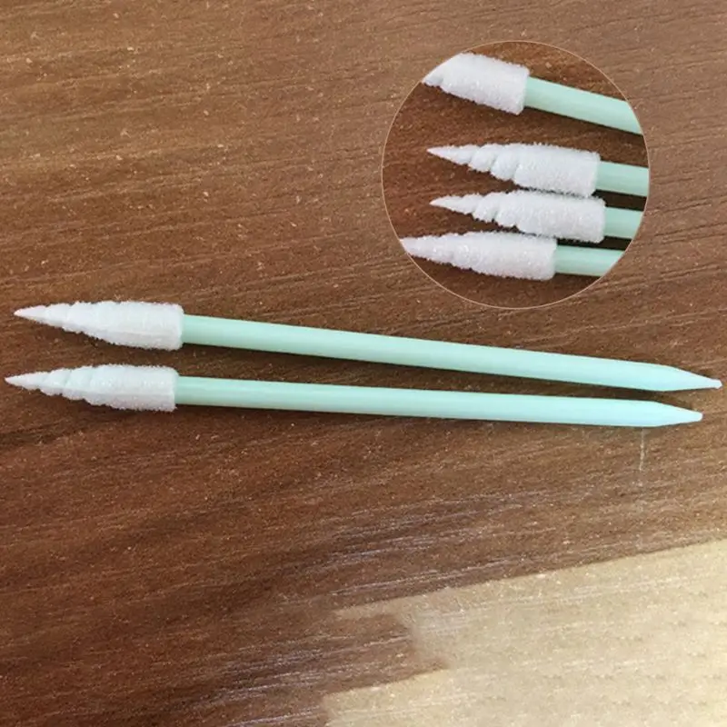 100 _ спиральный заостренный пенный чистящий тампон без ворса губчатые палочки для